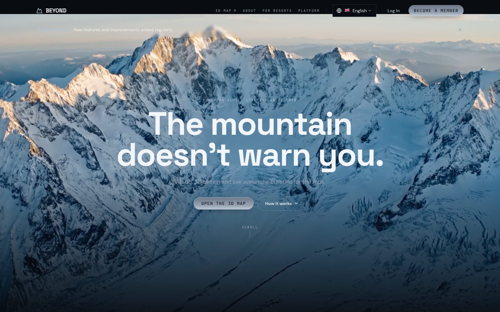 De homepage van Beyond Maps